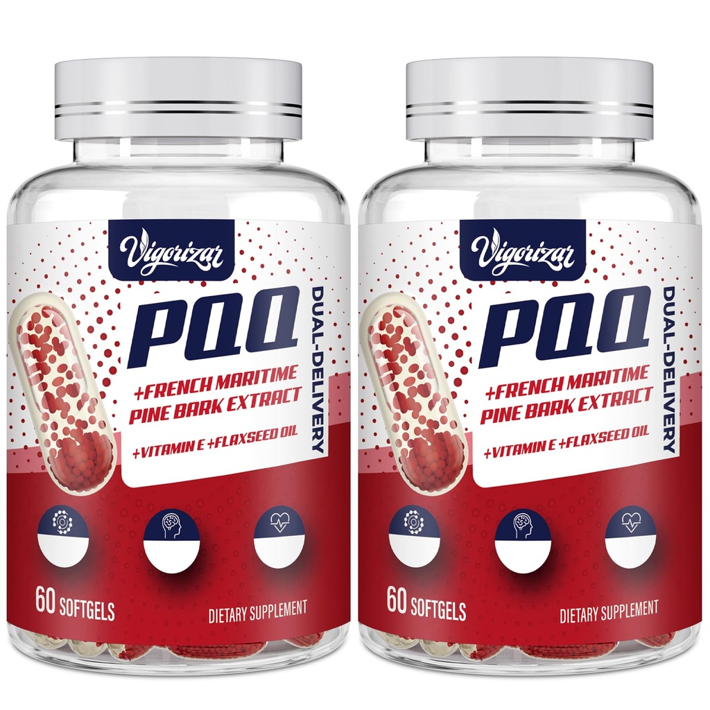 200 mg Pycnogeno con PQQ, Extracto Marítimo Premium de Pine Bark, Doble Desnimación Única para la Absorción Máxima, Extracto de Pine Bark para Función Conjunta Vascular & Corazón - 120 Vegan Softgels