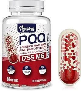 200 mg Pycnogeno with PQQ, Premium French Maritime Pine Bark Extract, Unique Dual-Delivery for Maximum Absorption, Pine Bark Extract for Vascular & Heart & Joint Function - 120 Vegan Softgels