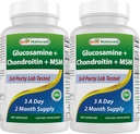 Best Naturals, Glucosamine Chondroitin y MSM Joint Supplements, 2600 mg por Serving, (180 Conde (Pack of 2))