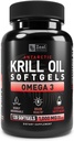 Aceite de Krill Antártico 1000mg (120 Softgels) Omega 3 Suplemento de aceite de pescado con EPA, DHA &amp; Astaxanthin - para Conjunto, Cerebro y, Apoyo al Corazón para Hombres y Mujeres
