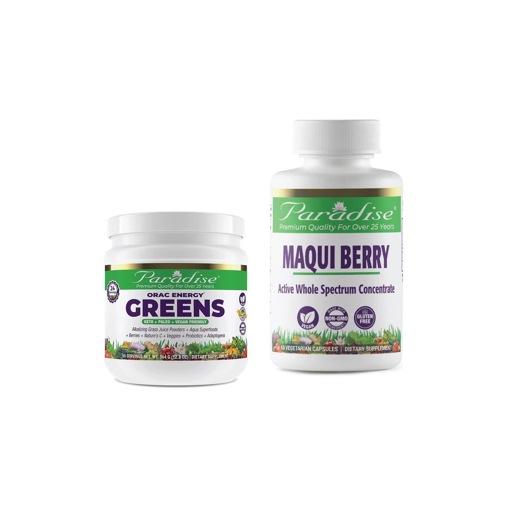 Paradise Herbs Maqui Berry + ORAC Energy Greens Antioxidant Bundle