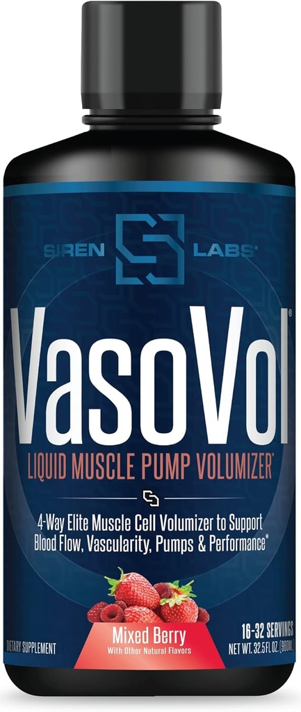 Volumizador de bomba de músculo líquido Vaso-VOL con Sulfato Agmatine - Pre Workout para los hombres para llevar sus entrenamientos al siguiente nivel con la vascularidad y el rendimiento ( Berry Mixed)