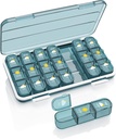 Organizador de píldoras 3 veces al día, 7 días caja de píldoras - Acedada Contenedor semanal de píldoras de viaje, dispensador de medicamentos grandes vitaminas Suplementos de casos Holder Organizer, Blue