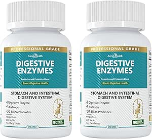 800mg Digestive Enzymes for Men and Women with Probiotics & Prebiotics, 8 Key Enzymes, Protease, Amylase & Lipase | 180 Capsules - A 60-Day Supply for Bloating & Gas Relief - Non-GMO