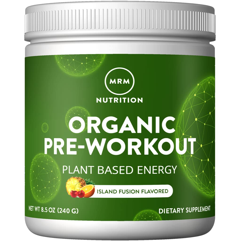 MRM Nutrición Orgánica Pre-Workout Powder ← Isla Fusion Flavored  tolera Superfoods + 150mg Natural Caffeine + adaptogens ANTE Clean Energy + Focus Previous Healthy Blood Flow TEN VACEN + NO GMO TENIDO 20 Servings