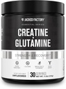Creatina de fábrica de Jacked + Glutamina - Suplemento de crema con L-Glutamina para la recuperación de músculos, crecimiento muscular, aumento de fuerza, potencia de energía mejorada, y Gut Health - 30 Servimientos, Desflavorado