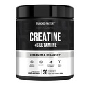 Creatina de fábrica de Jacked + Glutamina - Suplemento de crema con L-Glutamina para la recuperación de músculos, crecimiento muscular, aumento de fuerza, potencia de energía mejorada, y Gut Health - 30 Servimientos, Desflavorado