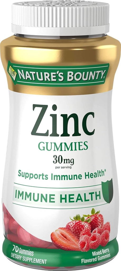 Bounty Zinc Gummies by Nature's Bounty 30mg 70 Mixed Berry Flavored Gummies, 70 Conde