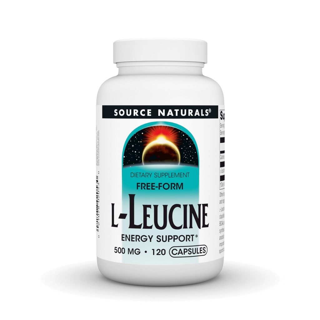 Source Naturals L-Leucine, Free Form Essential Amino Acid Supplement for Energy Support* - 500 mg -120 Capsules