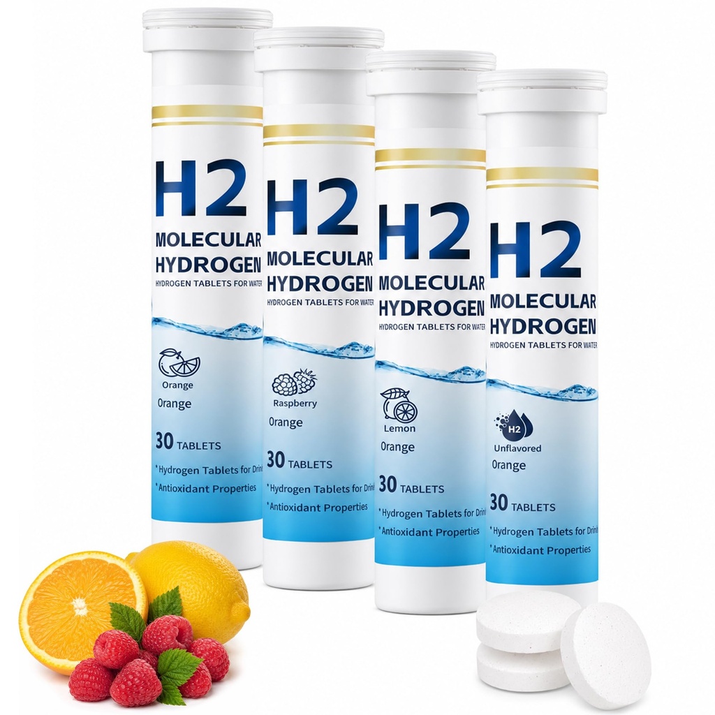 Molecular Hydrogen Tablets (16 PPM) - 120 Count High Potency H2 Supplement with Magnesium - Fast Dissolving Hydrogen Water Tablets for Energy, Focus & Anti-Aging, Mult-Flavor