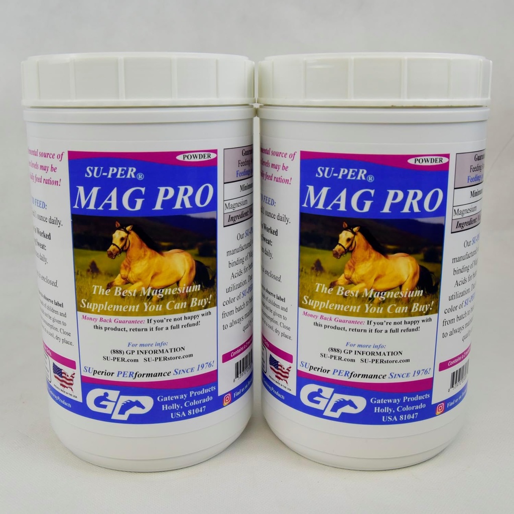 SU-PER Mag Pro Horse Calming Supplement - Support Normal Behavior &amp; Calming Effect - Magnesium Supplement for Horses - 4 Pound, (2 Pack)