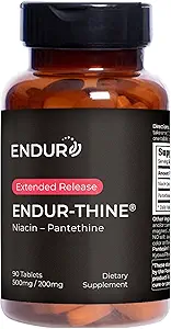 ENDUR-Thine Niacin – Pantethine, Heart &amp; Liver Health Supplement, Efficient Formula for Optimal Absorption, Gluten Free, 500mg (90 Tablets)