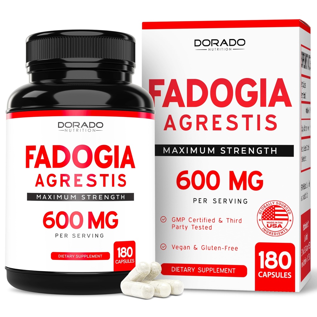 Fadogia Agrestis 600mg Extracto - (180 cápsulas) - [Maximum Strength] - Fuerza, Conducir, Rendimiento Atlético, Masa muscular - Tercera Parte Tested - Zero Fillers - Gluten Free, Non-GMO, Vegan Capsules