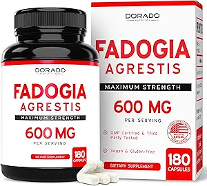 Fadogia Agrestis 600mg Extracto - (180 cápsulas) - [Maximum Strength] - Fuerza, Conducir, Rendimiento Atlético, Masa muscular - Tercera Parte Tested - Zero Fillers - Gluten Free, Non-GMO, Vegan Capsules
