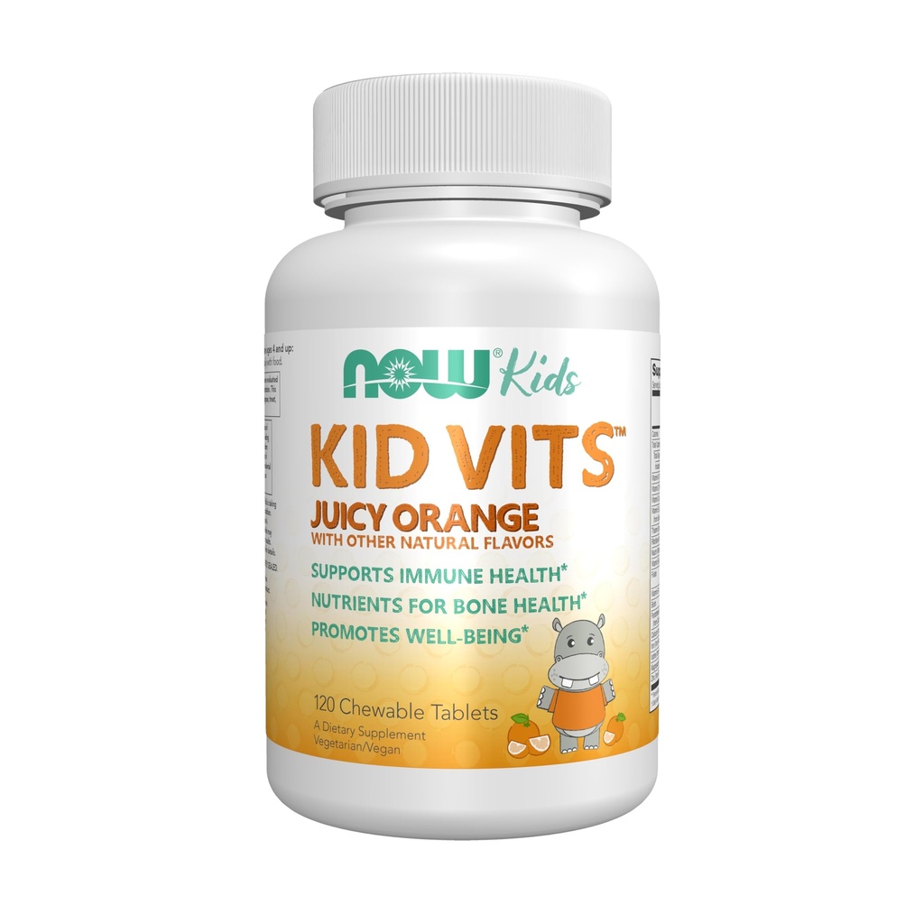 NOW Kids Supplements, Kid Vits Multivitamin, Juicy Orange, 120 Chewable Tablets