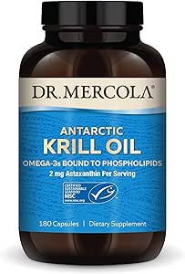 Dr. Mercola Antártico Krill Oil - 1,000 mg - Omega-3 Suplemento con EPA & DHA - Apoyos Cerebro, Corazón, Salud Conjunta Inmunitaria - GMO-Free, Libre de gluten &amp; Soy-Free - 180 cápsulas (90 servidumbres)