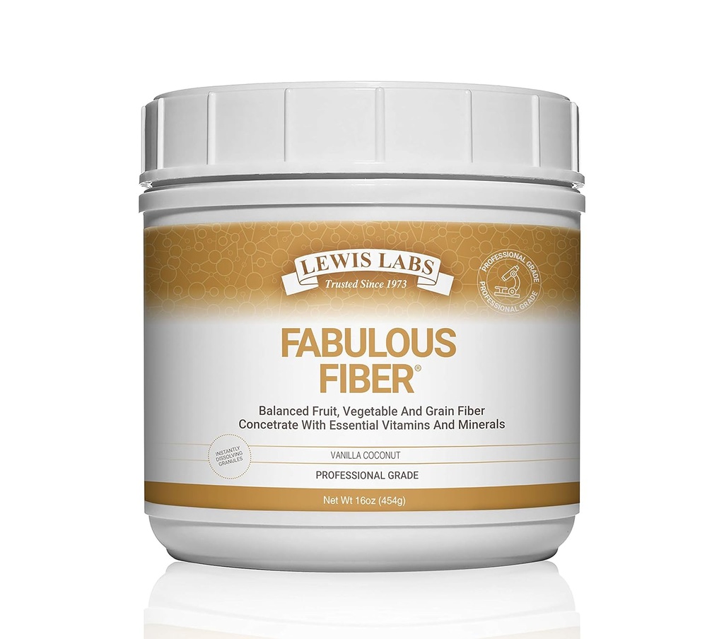 Lewis Labs Fabuloso Fiber Powder Suplemento ← Delicious Quick Dissolve Daily Fiber Powder de Frutas, Verduras &amp; Grains ANTE Professional Grade Vitaminas Minerales Proudly Made in The USA ← 16 Ounces