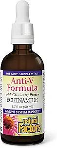 Factores naturales Fórmula líquida Anti-V - Suplemento de apoyo al sistema inmunológico saludable - Suplemento de salud herbal con reishi Mushroom &amp; Licorice Root - 1,7 oz (50 Servimientos)