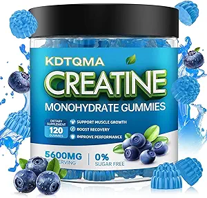 Cretina Monohydrate Gummies for Men &amp; Women 120 CT - 5600mg de Monohidrato de Creatina por Serving, Monohidrato de Creatina Chewable para el apoyo muscular " Energy Boost, Sugar Free, Vegan (Blueberry Flavor)