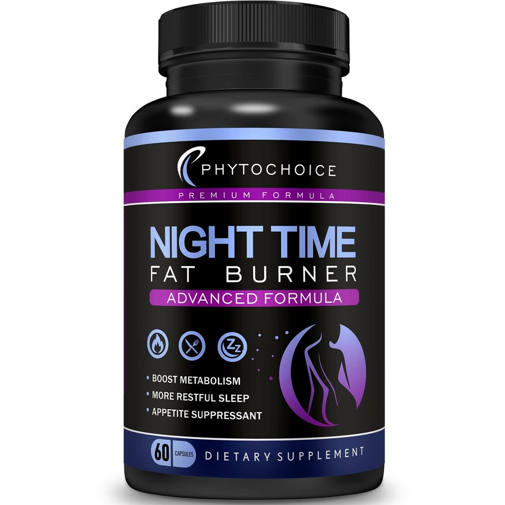 PHYTOCHOICE Night Time Weight Loss Pills for Women-Carb Blocker Appetite Suppressant with Melatonin-Fat Burner Diet Pills that Work Fast for Women-Nighttime Metabolism Booster-Made in USA-1 Pack