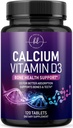 Suplemento de calcio 1200 mg - con vitamina D3 para la mejor absorción - apoya la salud inmunitaria, los huesos y los dientes - carbonato de calcio natural + 1600 UI de D3 - embotellado en EE.UU. para hombres de mujeres - 120 tabletas