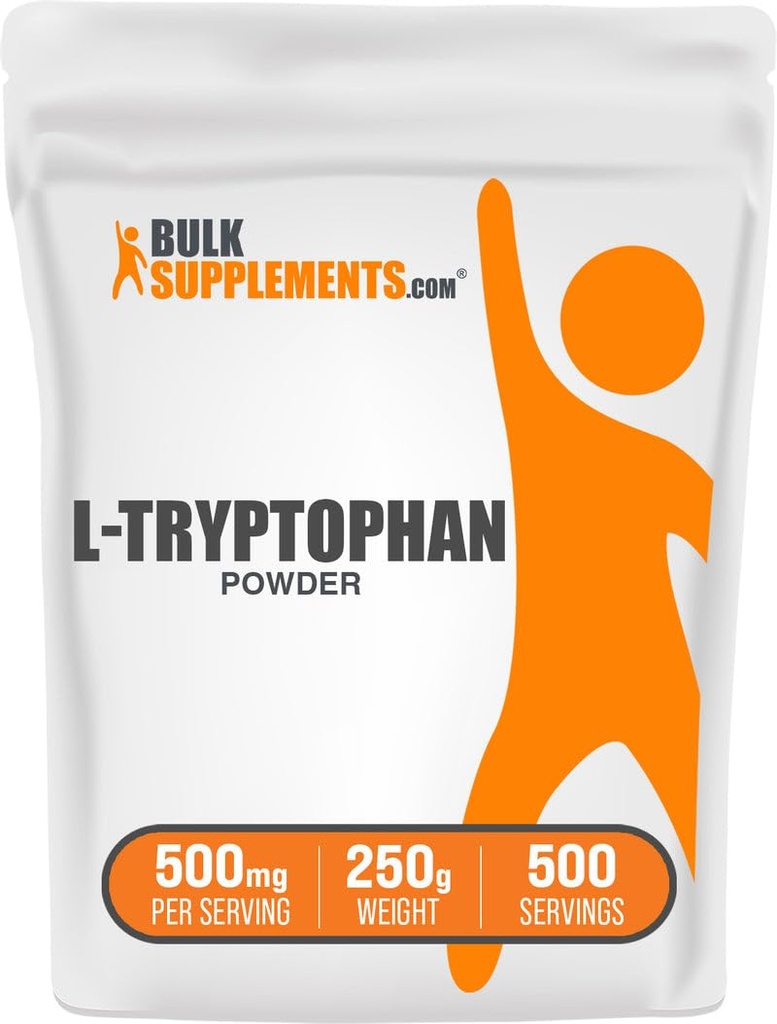 BulkSupplements.com L-Tryptophan Powder - Suplemento Triptofan, Suplemento Aminoácidos - Gluten Free, 500mg por Serving, 250g (8.8 oz) (Pack of 1)