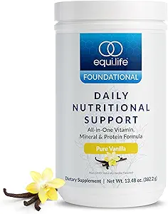 Equilife Daily Nutritional Support, All-in-One Multivitamin Meal Replacement, Pure Vanilla Flavor, 15G Plant Protein, Supports Total Wellness Incluido Energía, Digestión, " Skin, 14 Servings Tub