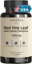 VINATURA Red Vine Leaf Extract - Caballo Chestnut, 1300mg/servido *USA Hecho y probado* Circulación y Veinte Soporte para las piernas sanas - Ayuda a Flujo de sangre, Circulación de las piernas - 60 cápsulas (30 servidos)