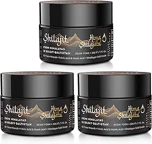 Shilajit Purest Himalayan Organic Shilajit Resin - Gold Grade 100% Purity Shilajit with Fulvic Acid &amp; 85+ Trace Minerals Complex for Energy &amp; Immune Support, Pack of 3 (6 Months Supply)
