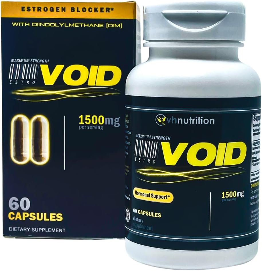 VH Nutrition ESTROVOID ← Bloqueador de Estrógeno para Hombres ← 1500mg Max Strength Natural Aromatase Inhibitor* W/DIM, Longjack, Ashwagandha, Eleuthero, Cordyceps, Rhodiola, &amp; Panax Ginseng