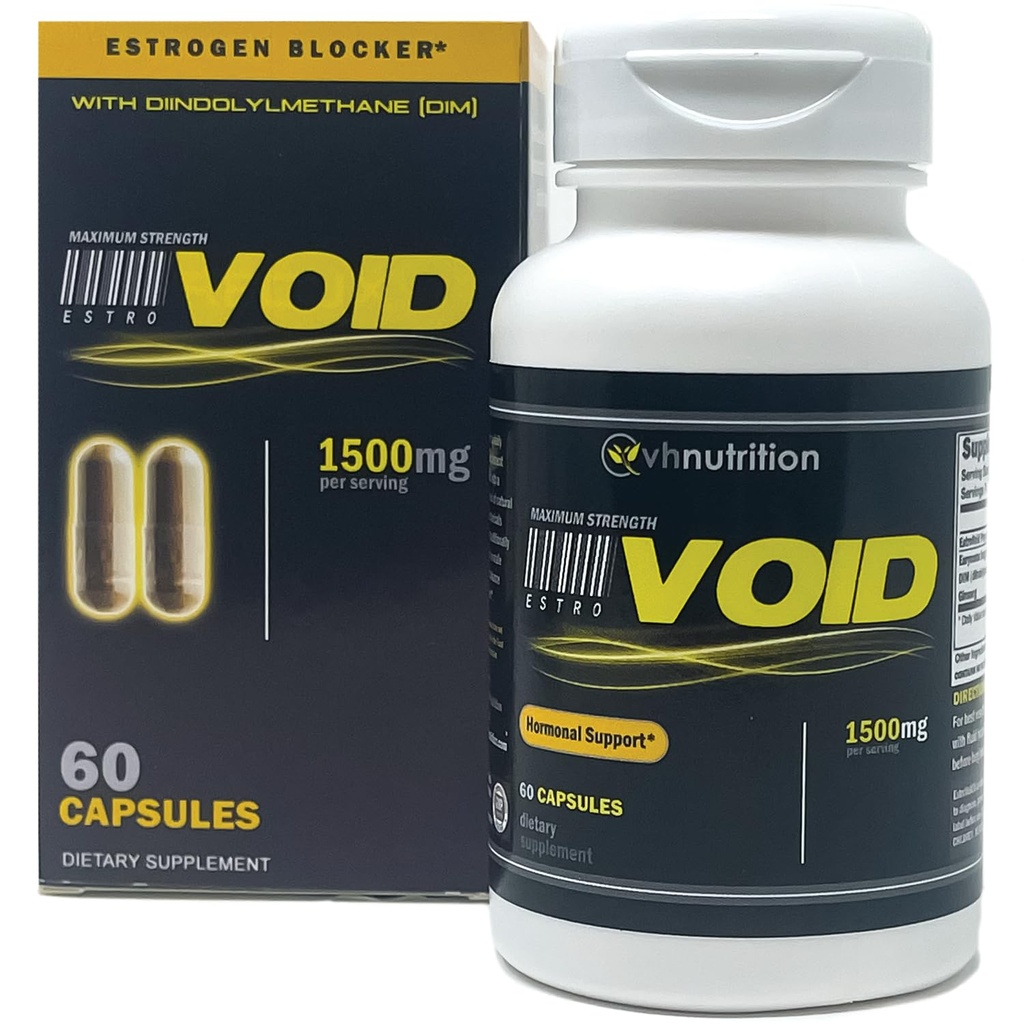 VH Nutrition ESTROVOID ← Bloqueador de Estrógeno para Hombres ← 1500mg Max Strength Natural Aromatase Inhibitor* W/DIM, Longjack, Ashwagandha, Eleuthero, Cordyceps, Rhodiola, &amp; Panax Ginseng