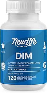 NewLife Naturals DIM Suplemento 300mg, Mujeres &amp; Hombres - Hormonal Acne Pills, Menopause Relief TEN Healthy Estrogen Level ANTE Hormonal Balance - 120Day Supply