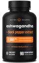 NutraChamps Organic Ashwagandha Capsules, 2000mg Adrenal Fatigue, Thyroid & Mood Support Ashwagandha Suplementos, Ashwagandha Root Powder & Lemon Balm, Absorción Superior con Pepper Negro