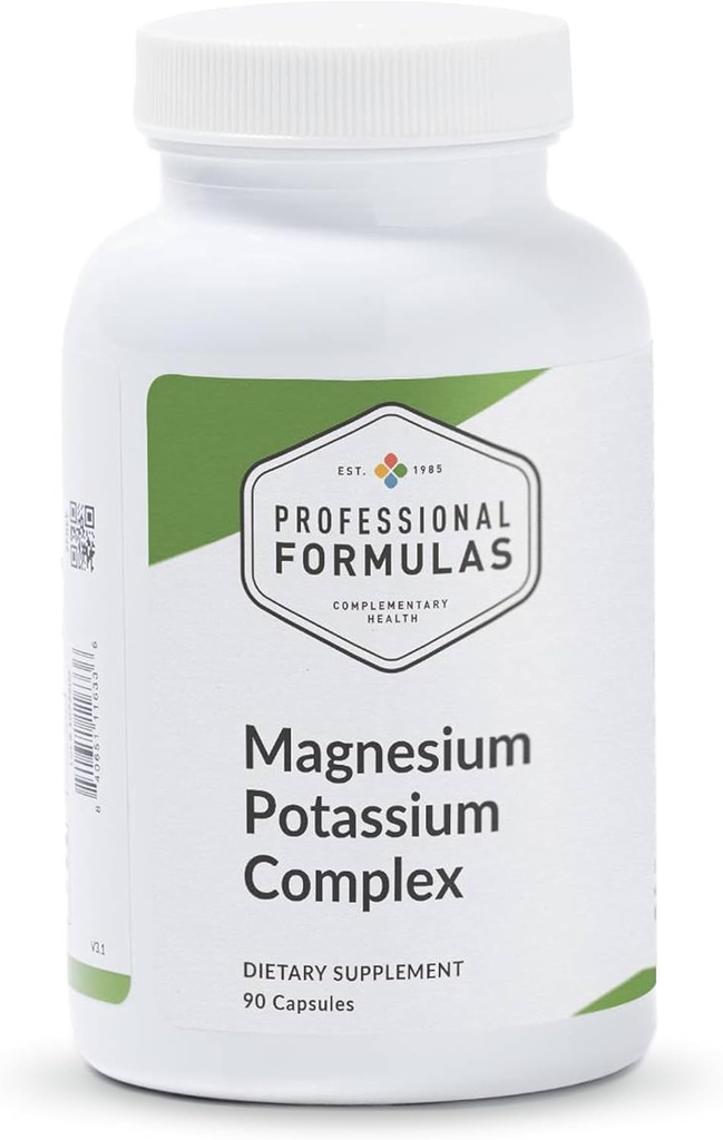 Complejo de Potasio de Fórmulas Profesionales – Magnesio altamente absorbible (Malato " Citrato) y Citrato de Potasio – apoya el músculo sano, el nervio, el corazón y el equilibrio de electrolito – 90 cápsulas