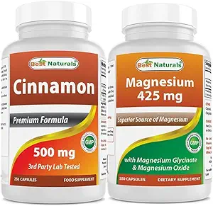 Mejores Naturales Cinnamon 500 mg &amp; Magnesium Glycinate 425 mg
