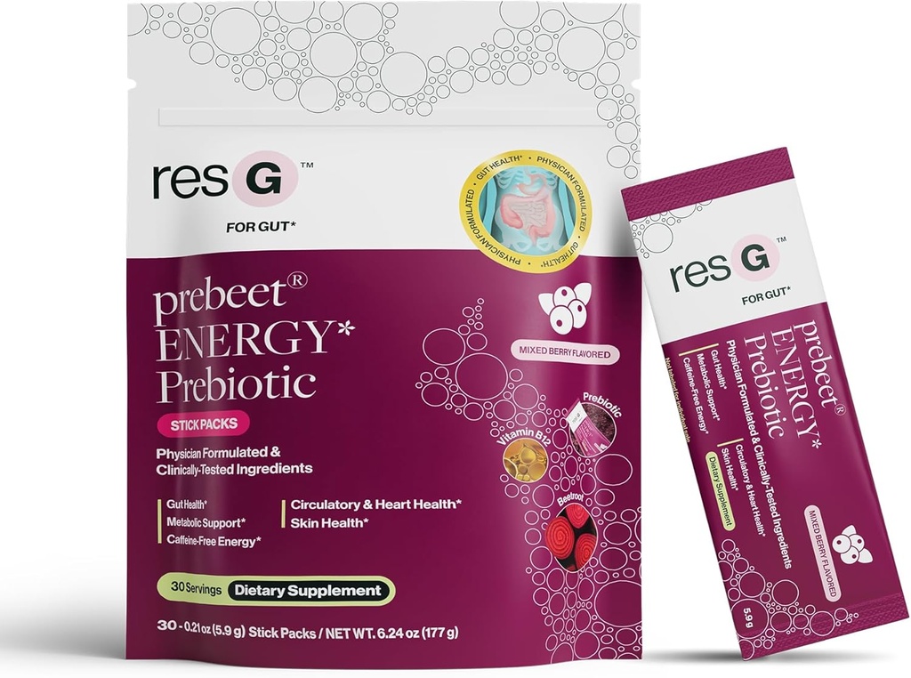 prebiótico de resG - Suplemento de digestión de fibra, GLP-1, Packets de polvo para hombres y mujeres, en el Go Gut Health Drink Mix, Gluten Free, Sugar Free - 30 Stick Packs
