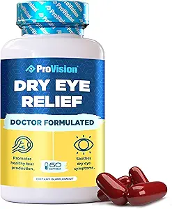 Omega 3 Suplementos de ojos secos por ProVision - Vitaminas de ojos para ojos secos con Omega 3 Suplemento - Vitaminas de ojos secos hechos con Omega 3 aceite de pescado para el soporte de ojos - ProVision Dry Eye Relief - 60 Softgels