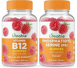 Vitamina útil B12 + Phosphatidylserine (PS), Gummies Bundle - Gran Tasting, Suplemento de vitamina, Gluten Free, GMO Free, Chewable