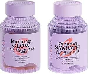 Lemme Glow Collagen Hair Gummies for Strong, Thick Hair & Reduced Shedding Smooth Anti Cellulite Capsules for Women, Smooth Legs &amp; Thighs, Reduce Cellulite & Crepey Skin Bundle
