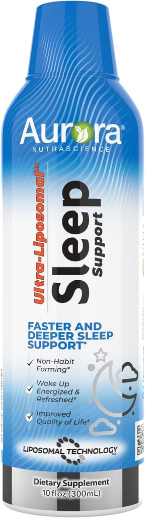 Vida Lifescience Aurora Nutrascience Ultra-Liposomal Sleep Aid Support, Incluye Melatonin, L-Theanine, Ashwagandha y Calming Chamomile, Chamomile, 30 Servings, 10 fl oz