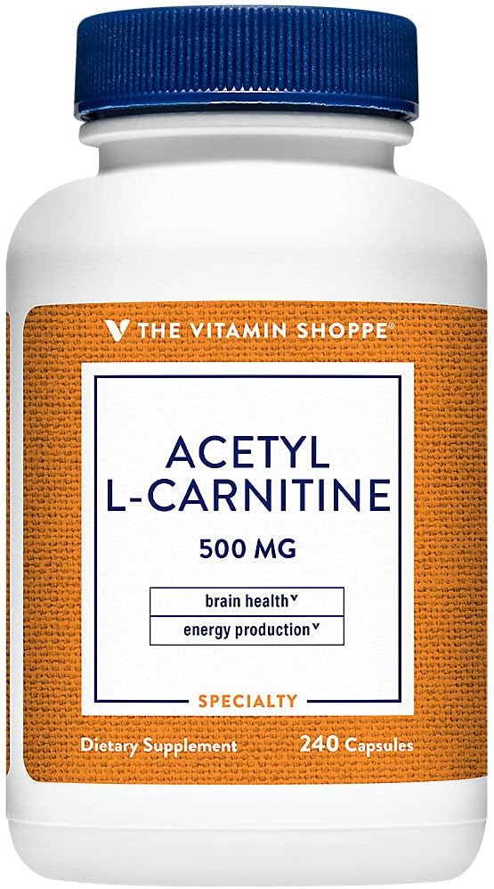The Vitamin Shoppe Acetyl-L-Carnitine 500mg – Supports Healthy Brain & Memory Function, Promotes Energy Production – Carnipure™ Offers Purest Form of L-Carnitine (240 Capsules)