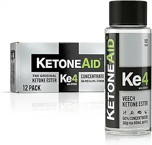KetoneAid Ke4 Ketone Ester Concentrate  Not a Ketone Salt, No Sugar, No Caffeine ← Exogenous D-BHB Ester ← 12 Serving Per Bottle (12 Conde)