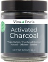 Viva Doria Powder de carbón activado, Destruido de madera dura, Grado de alimentos, 1.2 Oz Jarrón de vidrio