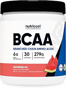 Nutricost BCAA Powder (Watermelon, 30 Servings) - Optimal 2:1:1 Ratio