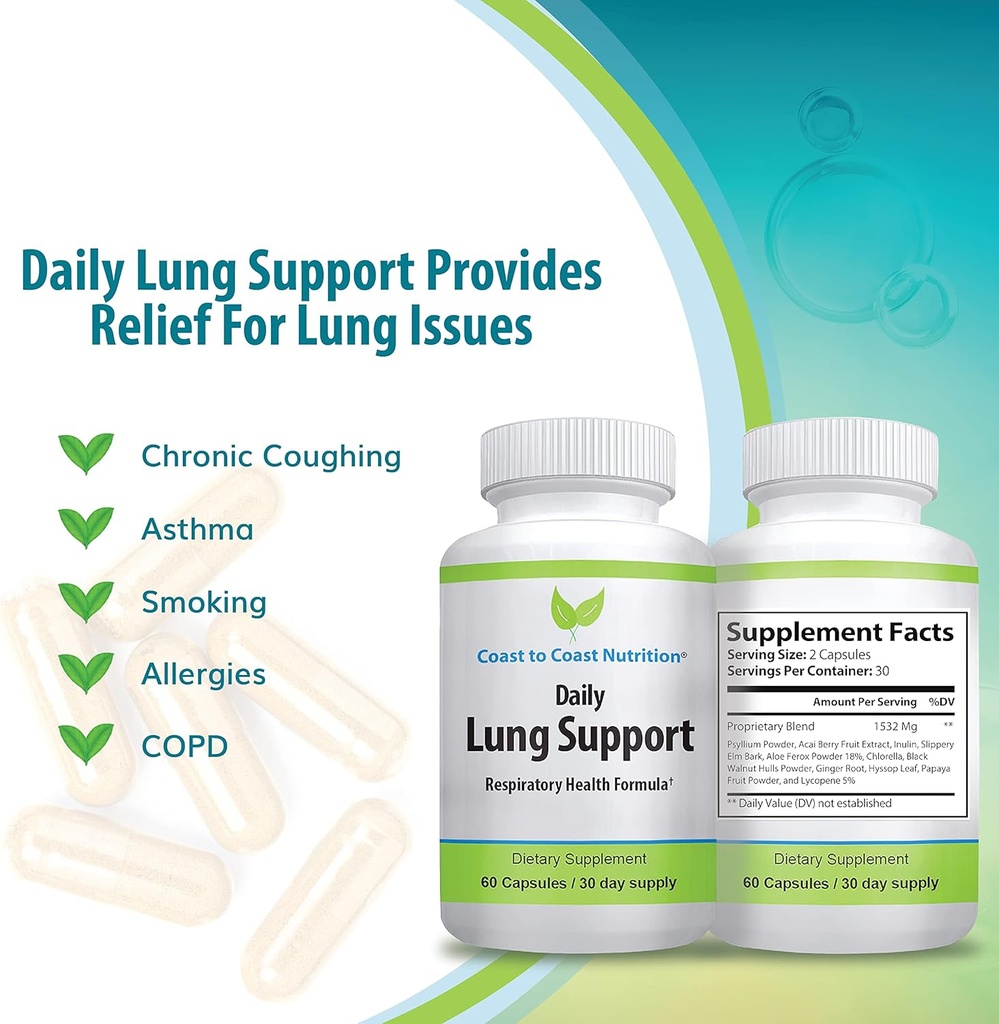Daily Lung Cleanser " Detox Support Supplement Silencio Refresh Your Lungs to Breath Easier Silencio Relieve Respiratory Problems " Address Problems like Allergies, Wheezing and Coughing ¦ 60 Capsules