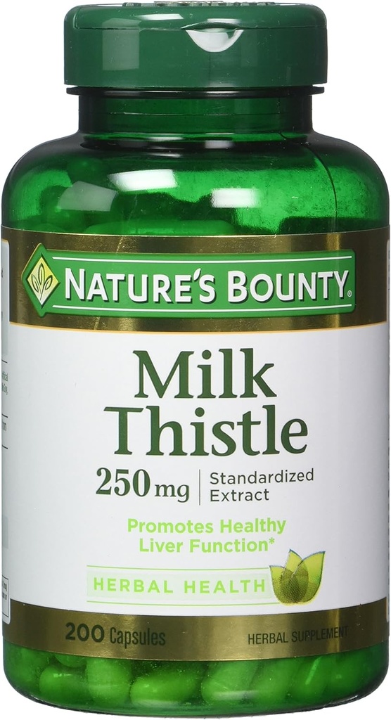 Nature's Bounty Milk Thistle 250 mg Capsules 200 ea (Pack of 2)