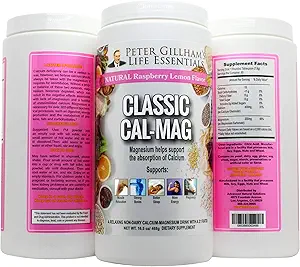 Clásico Cal-Mag Powder Raspberry Lemon, Original 2:1 Fórmula, 16.5oz(60 Servings) Sleep &Stress Aid, for Muscle Relaxation, Leg Cramps, Bones & Teeth. Made in The USA