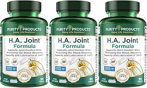 Productos de pureza HA Conjunto Fórmula Ácido Hialurónico + Cofactores Clave - Conjunto + Esquí Multi Collagen (Tipo I, II & III) - 5-Loxin - Extracto de fruta de oliva - Flexibilidad conjunta + movilidad - 90 cápsulas (3)
