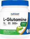 Nutricost L-Glutamine Powder Supplement (Gran Apple) 500g - Gut Support, 5 Gramos por Serving, Endulzado con Stevia - Gluten Free, Non GMO