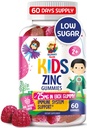 Zinc Gummies para niños - Chewable Zinc Gummy Suplemento para niños Immune Support - Bajo Azúcar Natural Antioxidante No GMO Vitamina Chewables para niños pequeños y adolescentes - 60 Gummies
